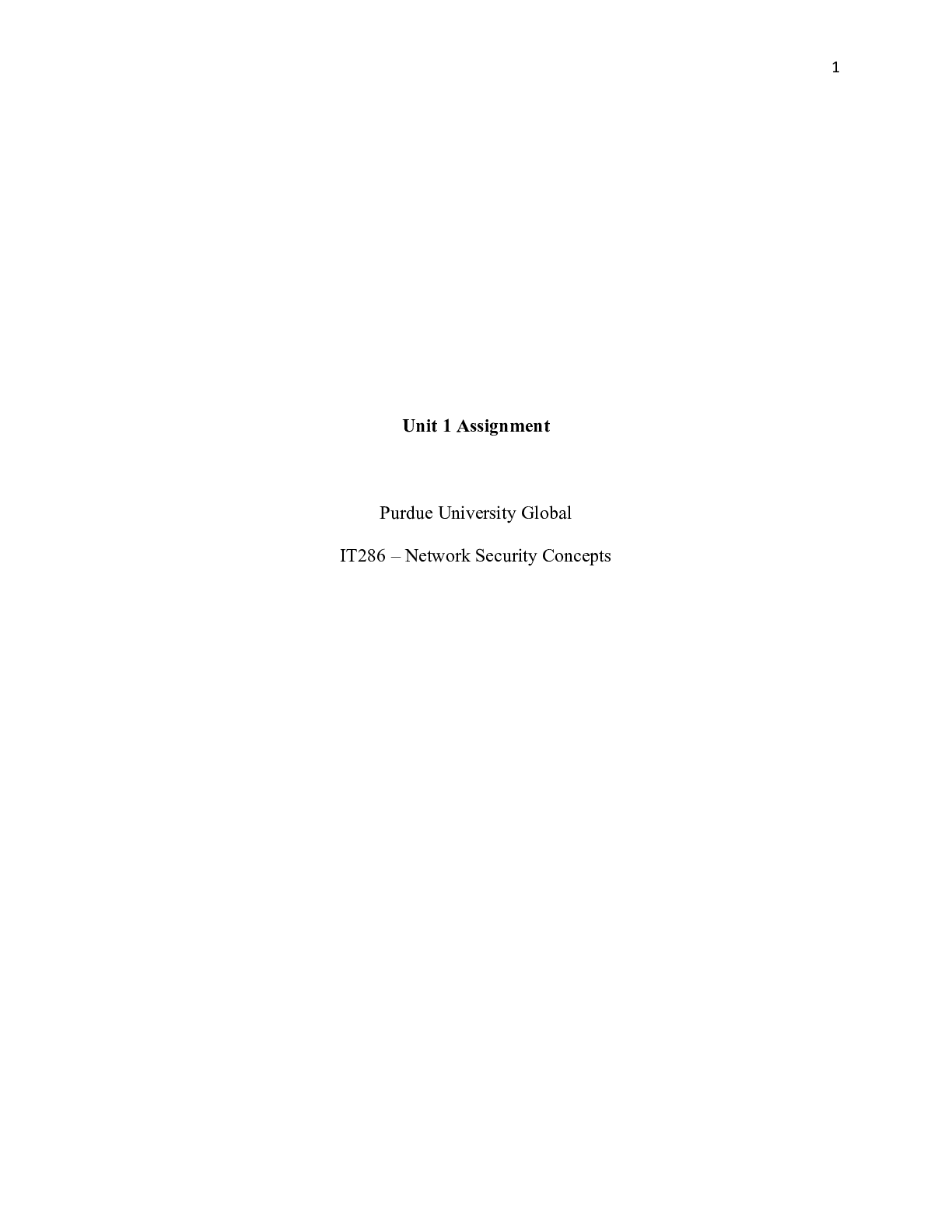Preview image for IT286Unit1Assignment.docx    Unit 1 Assignment  Purdue University Global  IT286 â€“ Networ